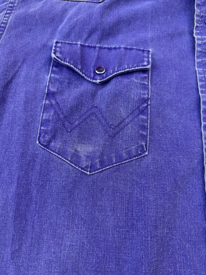 Camisa a presión vintage Wrangler Brushpopper púrpura perla para hombre 2XL 18x36 Foto 2 de 4