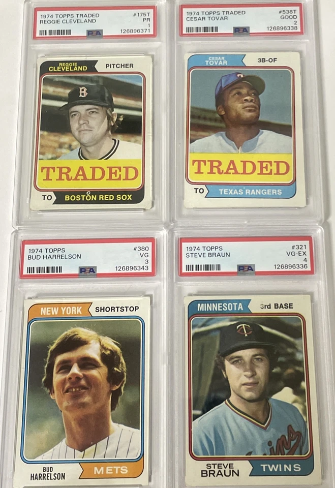 Start/Enhance Your Vintage Collection 1974 Topps 113 tarjetas incluidas tres clasificadas por PSA Foto 2 de 4