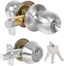 Exterior Door Lock Set, Single Cylinder Deadbolt Lock and Door Knob Set, Keye...