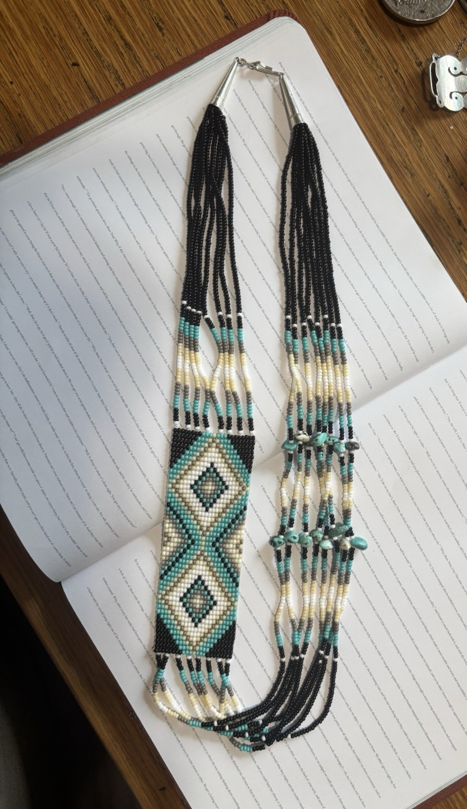 Beaded Statement Necklace Turquoise Multistrand N… - image 3