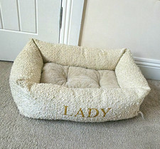 Personalised Beige Plush Dog Cushion Bed, Small Dog Size S, Cushion Type