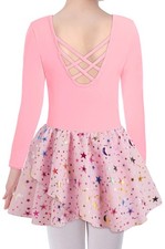DANSHOW Ballet Leotards for Girls Dance Skirted 4-5T, Z-pink Rainbow-stars