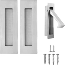 Pocket Door Handles and Edge Pull Brushed Nickel, 6Inch Handles Hardware Latch,R