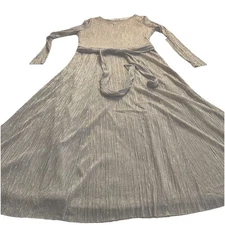 New Anne Klein Evening Dress Maxi Gown Gold Shining Pull Over Flexy Glamorous 8