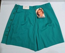 Vintage Cheryl Tiegs Shorts High Waist Pleated Side Snaps Size 16 NOS