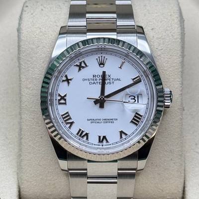 Rolex Datejust 36 NEW 2026 White Roman Dial Stainless Steel Fluted Bezel Oyster
