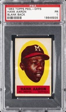 1963 TOPPS PEEL-OFFS BLANK BACK HANK AARON PSA 1