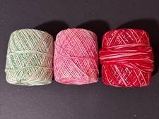 Lot Of 3 Crochet Thread Mercerized Cotton Variegated Pink Red Green