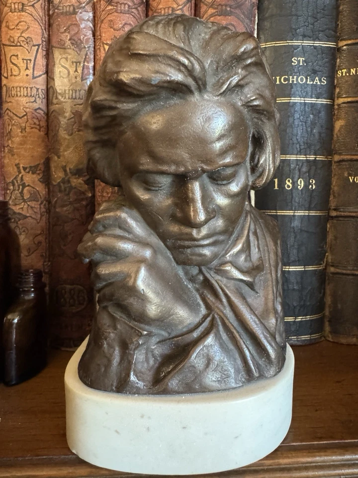 Vintage 1962 Authentic Beethoven Bronze Bust Alva Museum Replicas, Inc. New York - Image 2 of 4