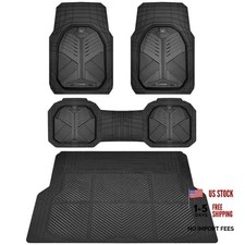 Heavy Duty Rubber Car Mats With Cargo Liner Deep-dish Car All Black Full Set Heavy Duty Rubber Car Mats With Cargo Liner Deep-dish Car All Black Full Set