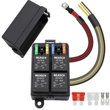 12V 4 Way Fuse Relay Box, 4 Relays and 4 ATC/ATO Blade Fuses, Universal Fuse and