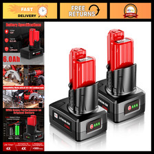 12V 6000mAh Lithium-ion Replacement Battery for M12 Tools - 2 Pack Compatible
