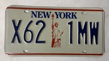 Vtg New York License Plate - Statue of Liberty, Lady Liberty - X621MW, Good Cond