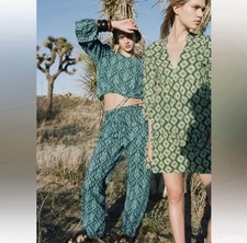 ZARA NWT Printed Boho Trouser Cotton Pants The Ava Size XS