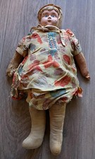 Antique Minerva Germany 5 Tin Metal Head Doll 15" Cloth Body German