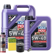 Motoröl 5W40 LIQUI MOLY 6L+MANN Ölfilter+Ölschlammspülung+Ölablassschraube