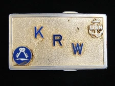 RF05114 VINTAGE 1960s **INITIALS KRW** UNITED STATES NAVY MILITARY BELT BUCKLE
