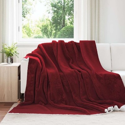 Wohndecke bordeauxrot 220x240 cm weiches Fleece leicht kuschelig Wohndeko