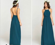 Show Me Your MuMu Heather Halter Dress Size Large Womens Blue Chiffon