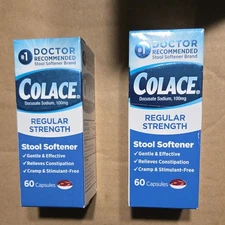 2 bottles Colace Regular Strength Stool Softener - 100 mg  60 capsules 12/26+