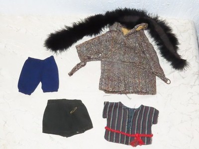 Convolute 5 piece dolls clothing pants, coat, stole