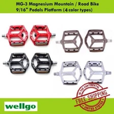Wellgo MG-3 BMX MTB Bike 9/16 Polymer Bearing Pedals-Black/Red/Silver/Grey/Blue
