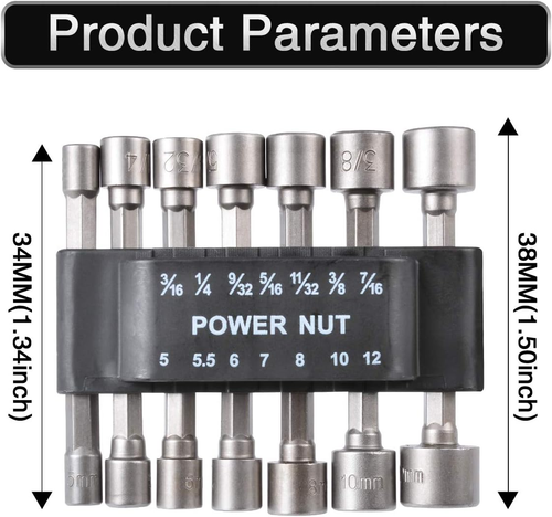 1/4" 3/16 9/32 Inch Hex Power Nut Driver Drill Bit Set Socket Bit Adapter Metric - Picture 6 of 12