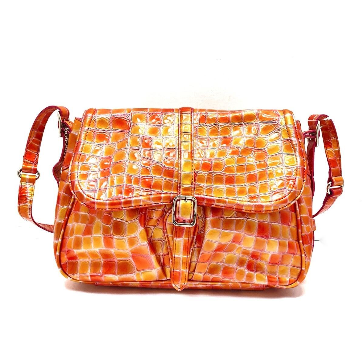 Auth COCCO FIORE - Orange Yellow Patent Leather Shoulder Bag Auth COCCO FIORE - Orange Yellow Patent Leather Shoulder Bag