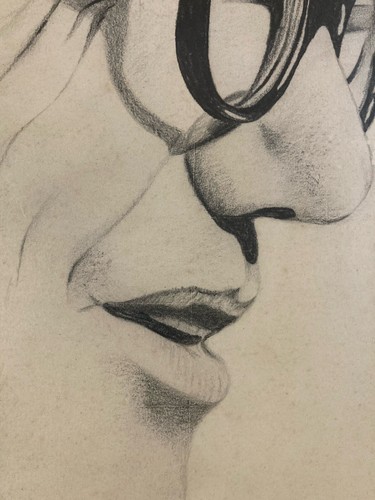 Beautiful Drawing Pencil Portrait Man le Corbusier Hyperrealism to Identify 1960 - Picture 3 of 8