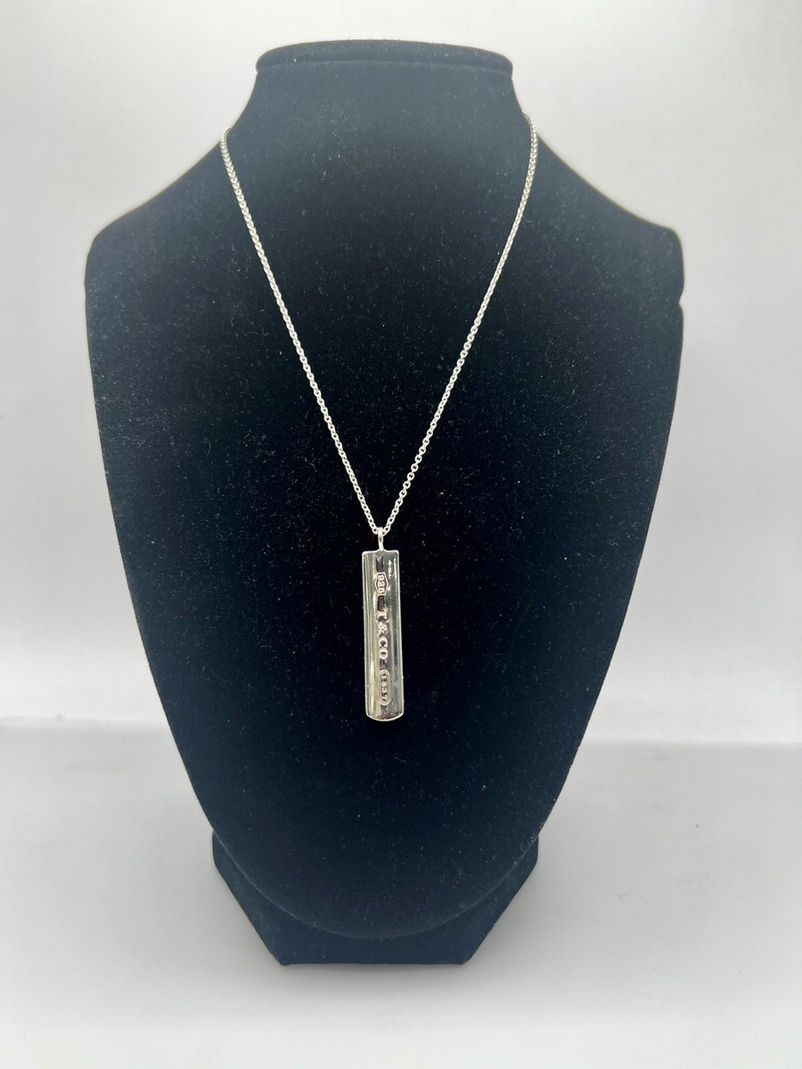 Tiffany&Co. 1837 Bar Pendant Necklace Sterling Silver 925 16 Inch