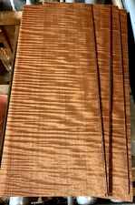7 Pieces Stunning Fiddleback-Figured Quartered Makore Veneer 24" x 12"