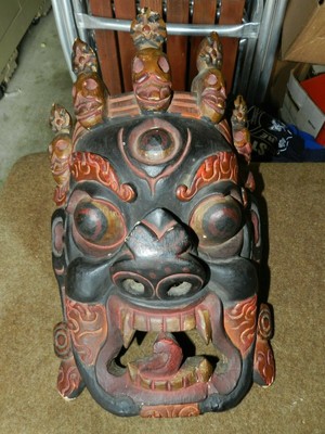 Antique Very Old Vintage Bali Indonesia Wood Mask Wall Decor W