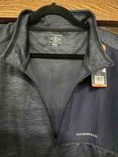 G.H. Bass Men's Quarter Zip Fleece Lined  Top Athletic Blue W/Chest Pocket Xxl