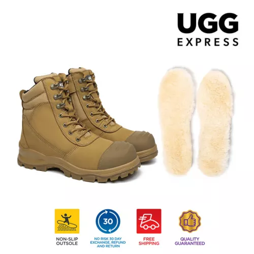AUSTRALIAN SHEPHERD® Work Boots Men Steel Toe Cap Zip Safety Shoes Wool Insole