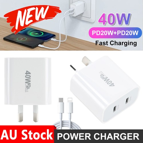 40W USB C Fast Charger 2-Port Wall Charger Fast Charging Port for iPhone iPad