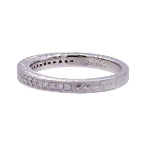 Gabriel & Co. Platinum Milgrain Diamond Band w/ Scrollwork- Victorian Collection - Picture 3 of 9