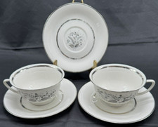 Set of Discontinued Royal Jackson Allegro 2 Tea Cups & 3 Saucers White Gray