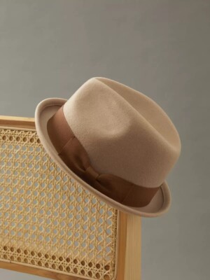NWT Hi Crown British Black Wool Hat 2” Brim Elegant Wool Hat  display picture 3