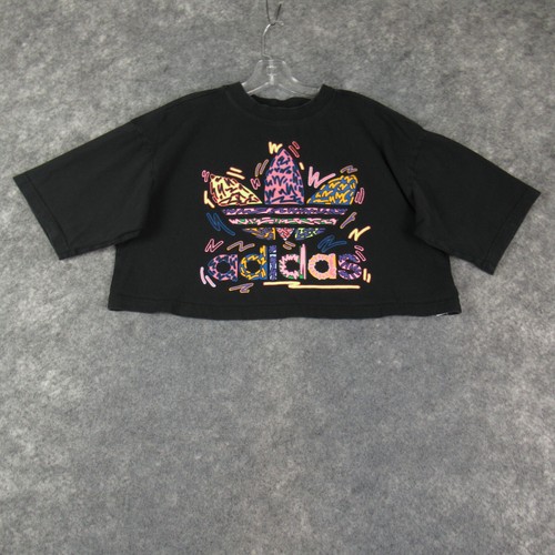 Adidas Womens Cotton Mossy Spellout T Shirt Black Size Medium main image 1