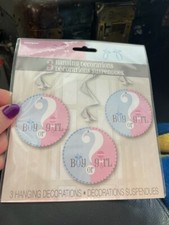Unique Gender Reveal Hanging Party Decorations "Boy or Girl " 3ct. New  
