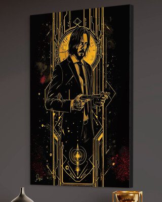 John Wick Leinwandbild Keanu Reaves Farbig Dekoration Kunst Stil