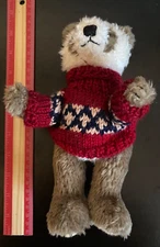 HugFun International 9” Plush Teddy Bear w/Red Sweater Collectible (1998) - Mint