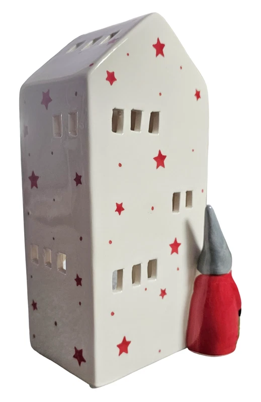 Decorazione Portacandela Casetta Supertar con Babbo Natale TOGNANA Bianco 20 cm, fotografia 4 di 7