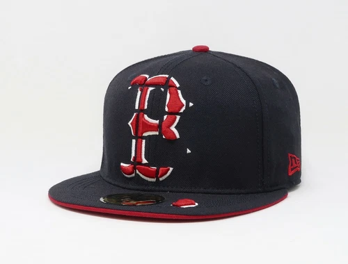 New Era 59Fifty Men Boys Cap Boston Red Sox Blox Navy Blue Custom Fitted Hat