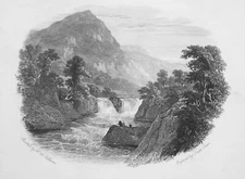 SCOTLAND Fall of Tummil - 1839 Antique Print Engraving