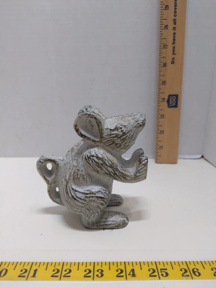 Винтажный чугунный дверной ограничитель мыши деревенский декор фермерского дома фигурка из тяжелого металла - Изображение 2 из 4