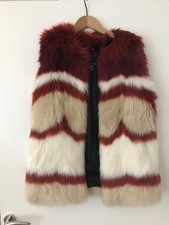 Maison Scotch Faux Fur Long Gilet With Pockets In Size Small But Fits Up To Size