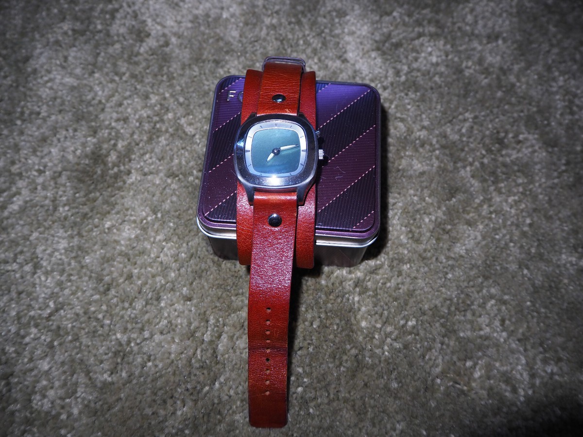 Fossil Uhr mit breitem braunen Lederarmband Sehr schön