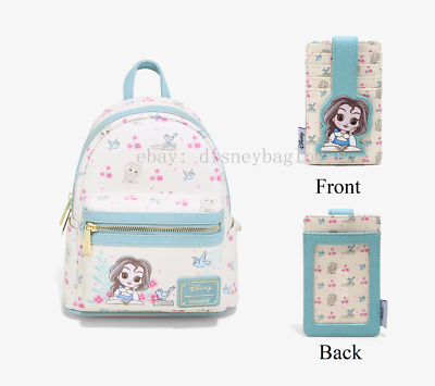 disney princess storybook loungefly mini backpack Loungefly Disney Beauty and the Beast Storybook Mini Backpack + Card Holder  Set