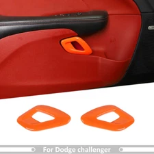 Orange Inner Door Handle Decoration Bezel Cover Trim For Dodge Challenger 2015+